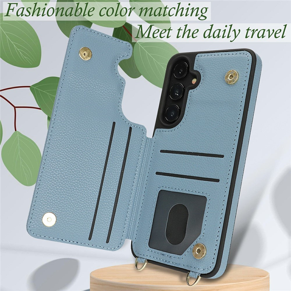 Til Samsung Galaxy A55 5G Cover med Kortholder, Støttefod, RFID-blokerende PU+TPU Telefonbagcover