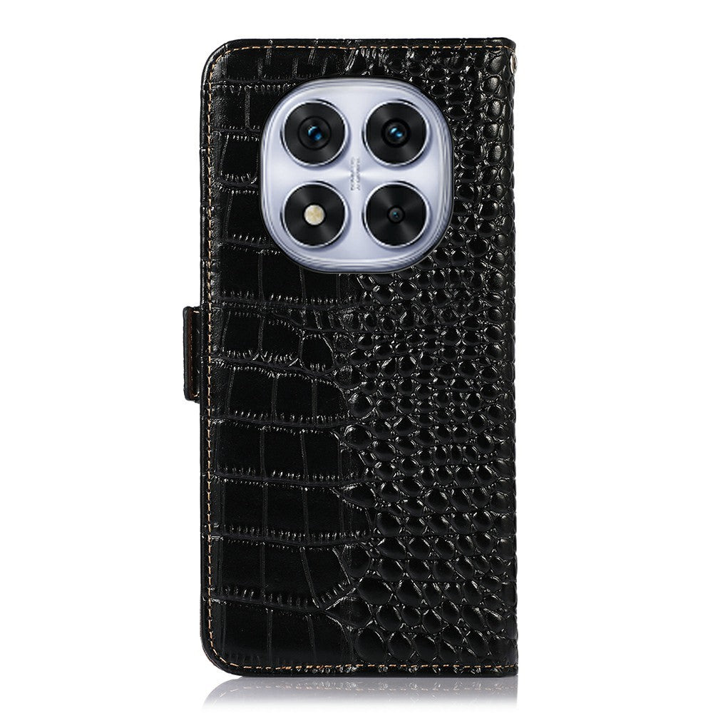 For Xiaomi Redmi Note 14 Pro 5G / Poco X7 5G Case Crocodile Texture Genuine Cow Leather Phone Wallet Cover