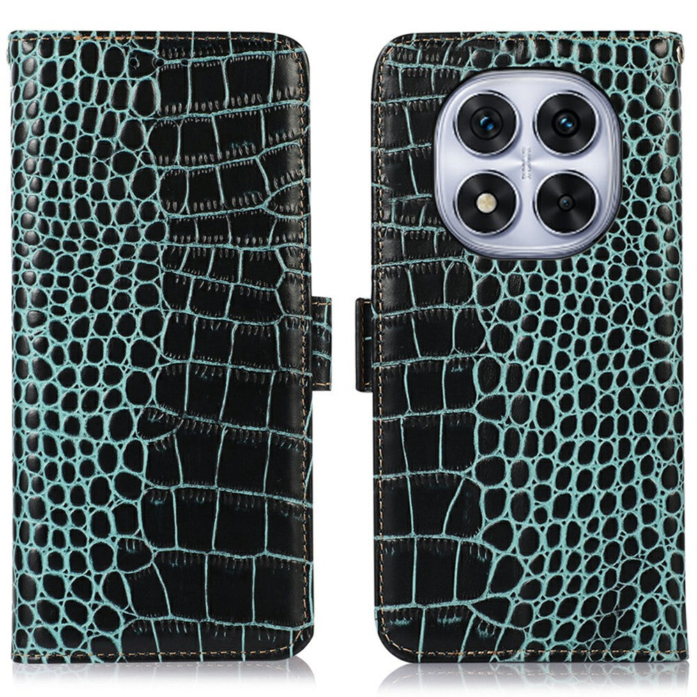 For Xiaomi Redmi Note 14 Pro 5G / Poco X7 5G Case Crocodile Texture Genuine Cow Leather Phone Wallet Cover