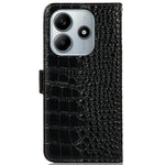 For Xiaomi Redmi Note 14 5G Case Crocodile Texture Genuine Cow Leather Phone Wallet Cover