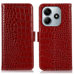 For Xiaomi Redmi Note 14 5G Case Crocodile Texture Genuine Cow Leather Phone Wallet Cover
