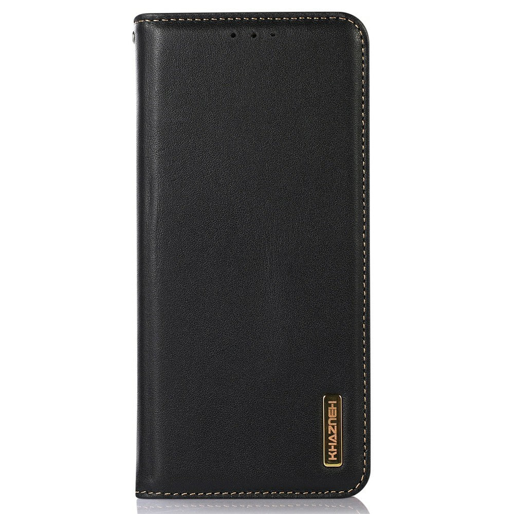 KHAZNEH For Xiaomi Redmi Note 14 5G Case Genuine Cow Leather Wallet Phone Cover Nappa Texture