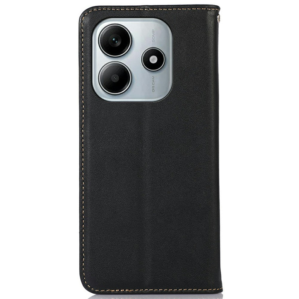 KHAZNEH For Xiaomi Redmi Note 14 5G Case Genuine Cow Leather Wallet Phone Cover Nappa Texture