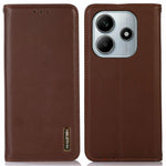KHAZNEH For Xiaomi Redmi Note 14 5G Case Genuine Cow Leather Wallet Phone Cover Nappa Texture
