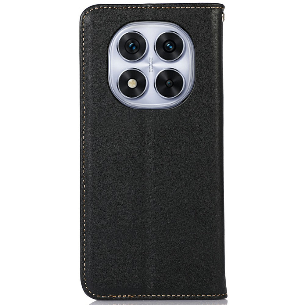 KHAZNEH For Xiaomi Redmi Note 14 Pro 5G / Poco X7 5G Case Genuine Cow Leather Wallet Phone Cover Nappa Texture
