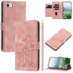Lædercover til iPhone SE (2022) / SE (2020) / 8 / 7 / 6s / 6 Tulip-telefoncover med 5 kortlommer Pung