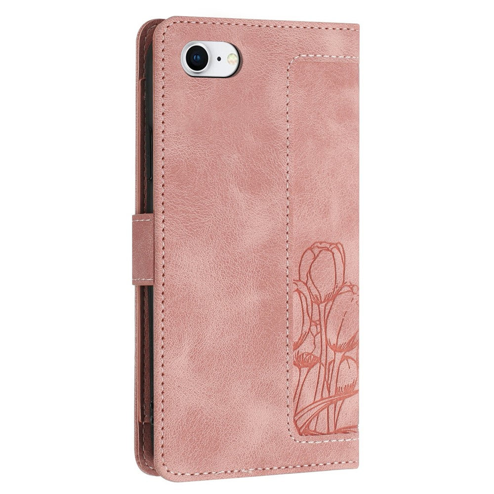 Lædercover til iPhone SE (2022) / SE (2020) / 8 / 7 / 6s / 6 Tulip-telefoncover med 5 kortlommer Pung