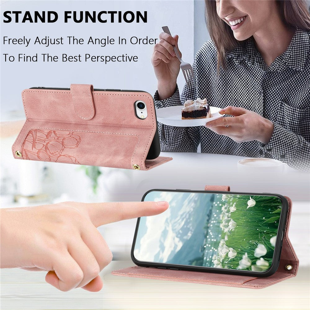 Lædercover til iPhone SE (2022) / SE (2020) / 8 / 7 / 6s / 6 Tulip-telefoncover med 5 kortlommer Pung
