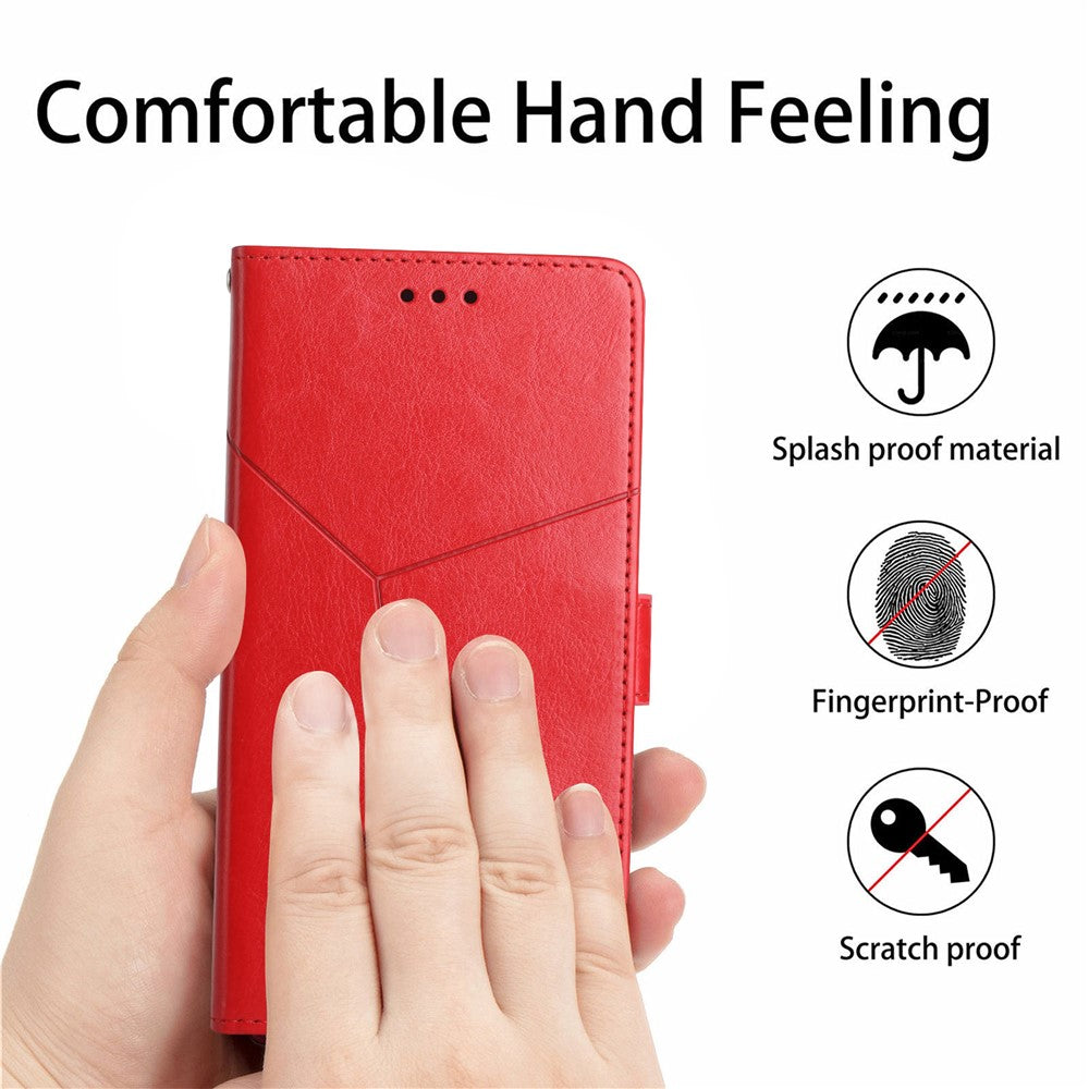 Xiaomi 15-skal med handledsrem, läderfodral med Y-formade linjer och tryck
