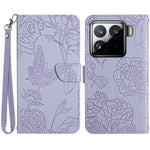 For Xiaomi 15 Pro Case Leather Phone Cover with Strap, Butterfly Flower Imprint
