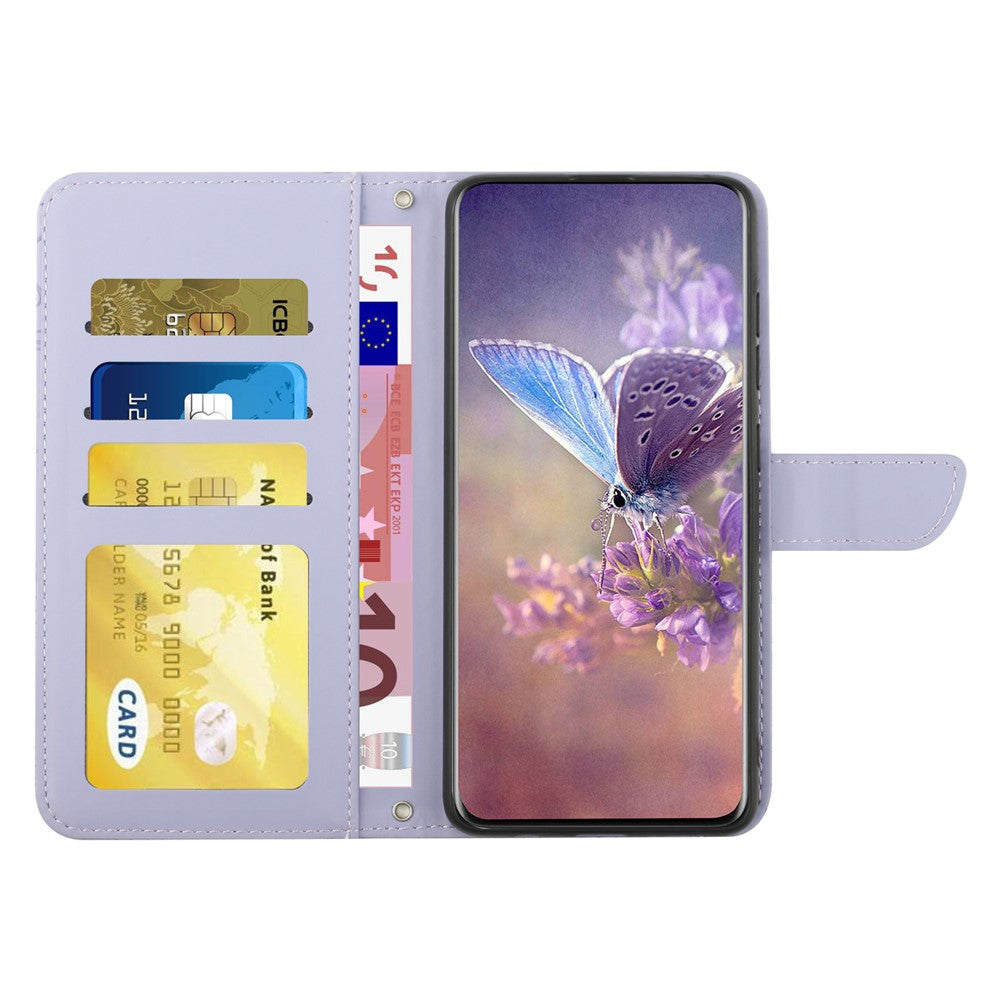 For Xiaomi 15 Pro Case Leather Phone Cover with Strap, Butterfly Flower Imprint