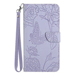 For Xiaomi 15 Pro Case Leather Phone Cover with Strap, Butterfly Flower Imprint
