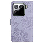 For Xiaomi 15 Pro Case Leather Phone Cover with Strap, Butterfly Flower Imprint