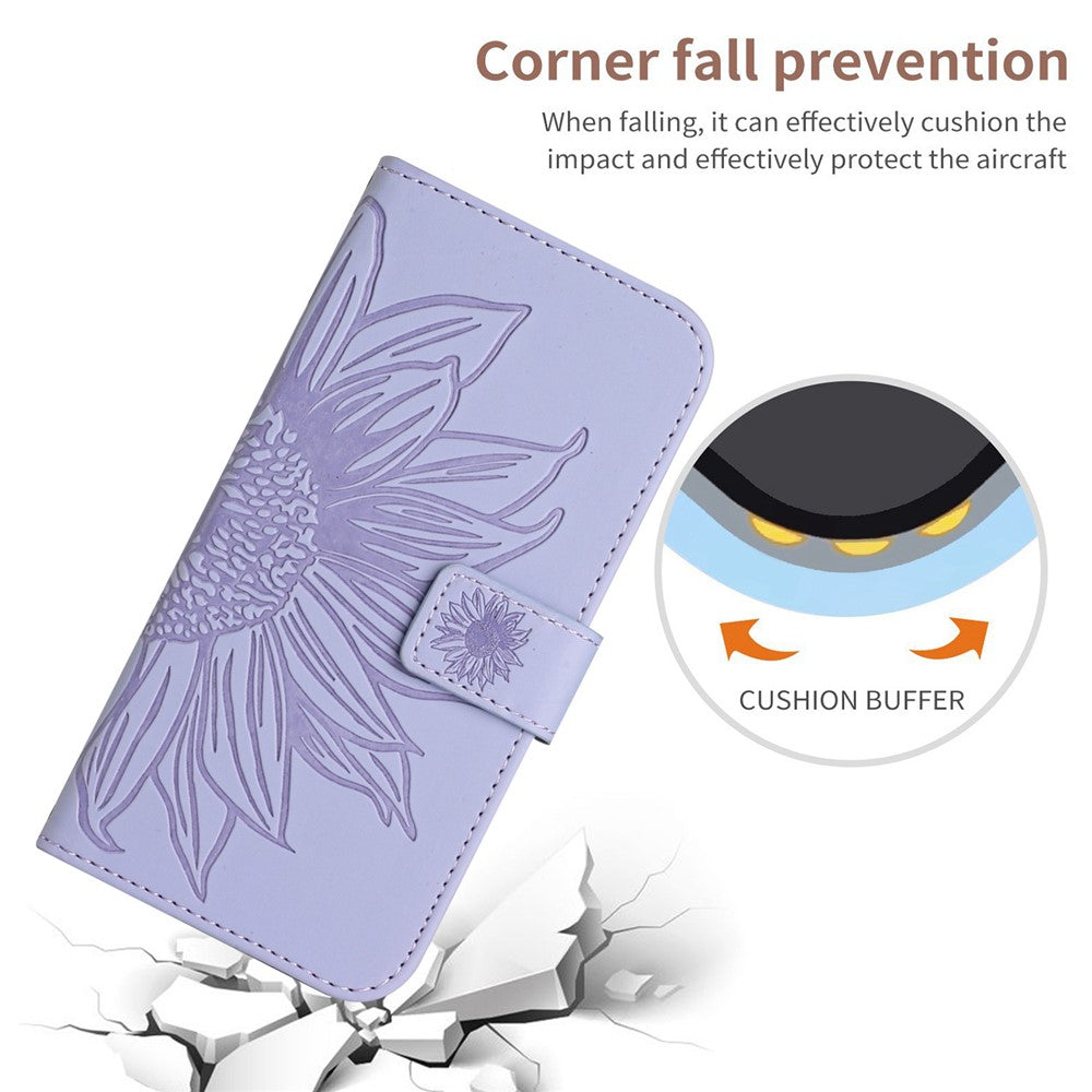 For Xiaomi 15 Pro Case Sunflower Imprint Leather Wallet Phone Cover with Wrist Strap