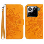 Xiaomi 15 Pro-skal Sunflower Imprint Läderplånbok mobilskal med Handledsrem