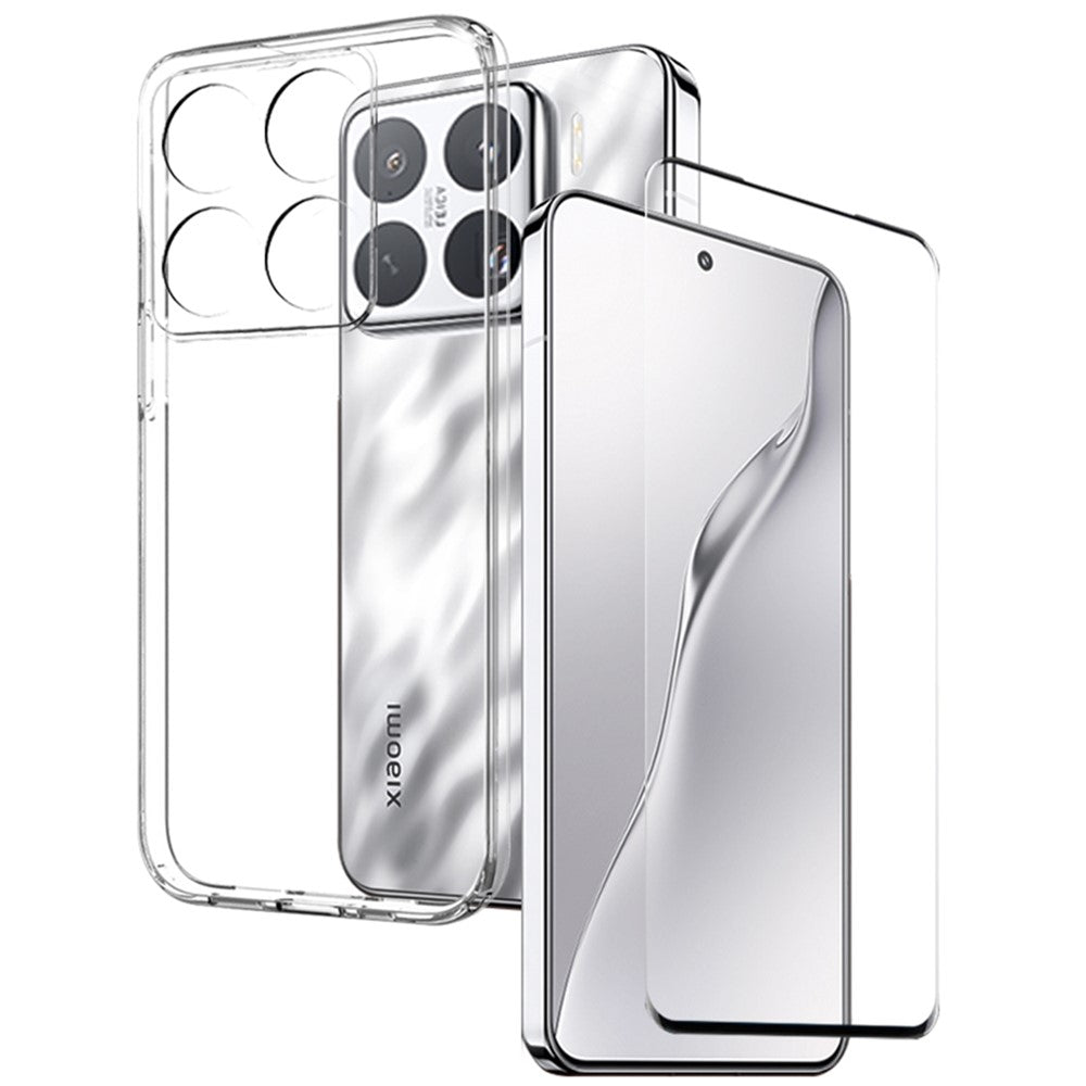 NORTHJO For Xiaomi 15 Pro TPU Phone Case+3D Curved Tempered Glass Film (Support Fingerprint Unlock)