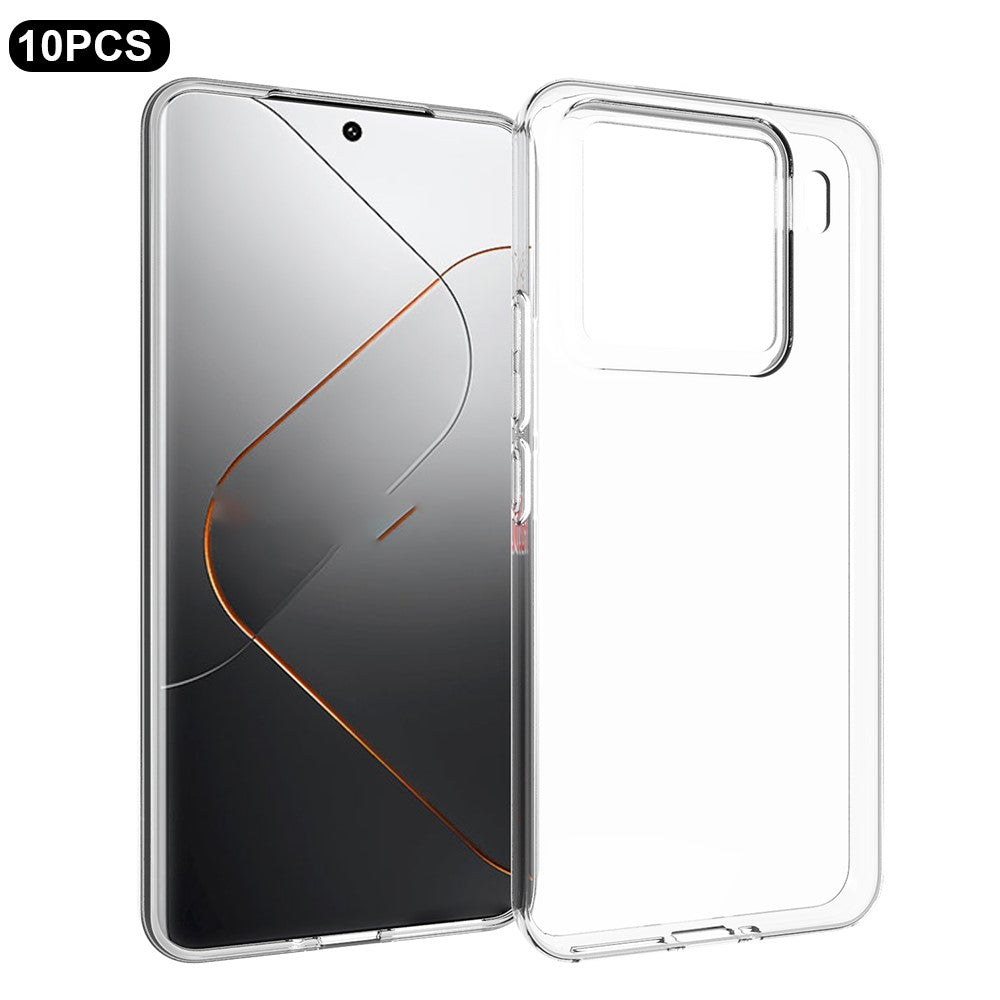 10 st/förpackning för Xiaomi 15 Pro genomskinligt skal vattenstämpelfritt TPU-skyddsfodral