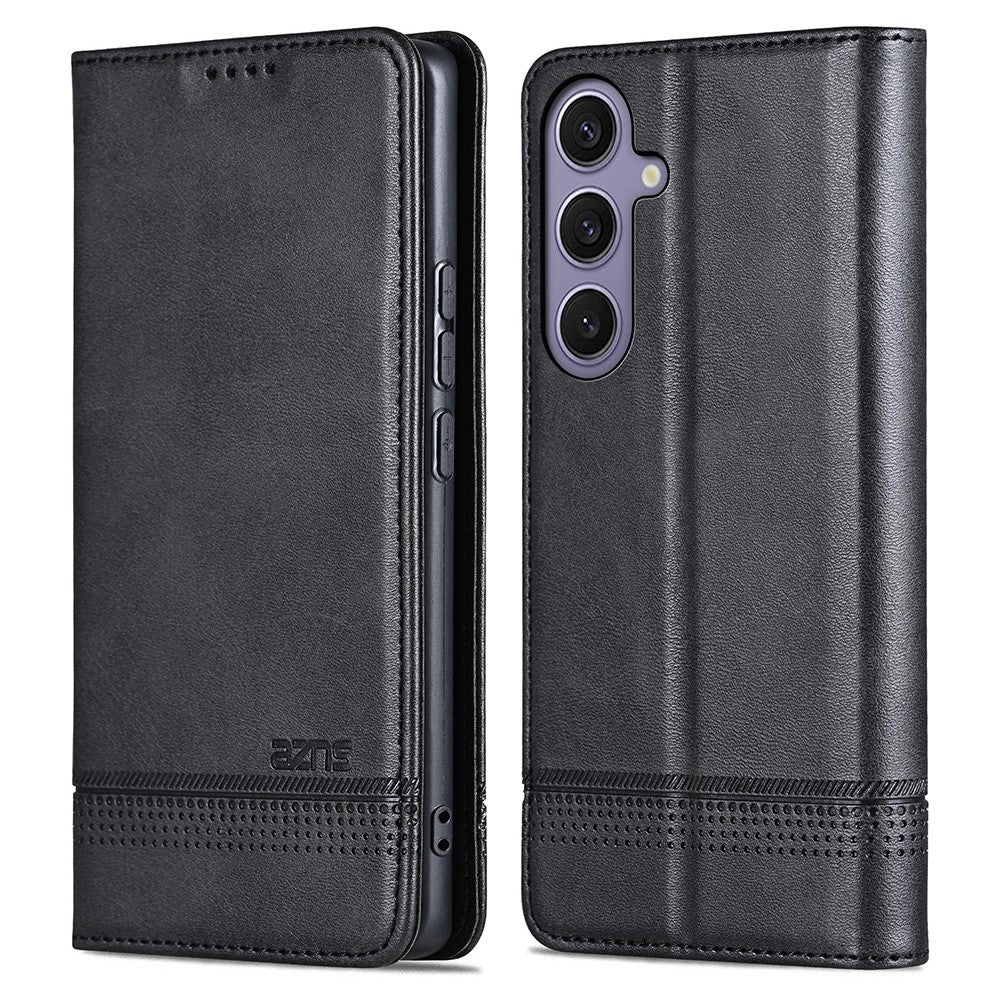 AZNS For Samsung Galaxy S25+ Case Cowhide Texture PU Leather Wallet Phone Cover