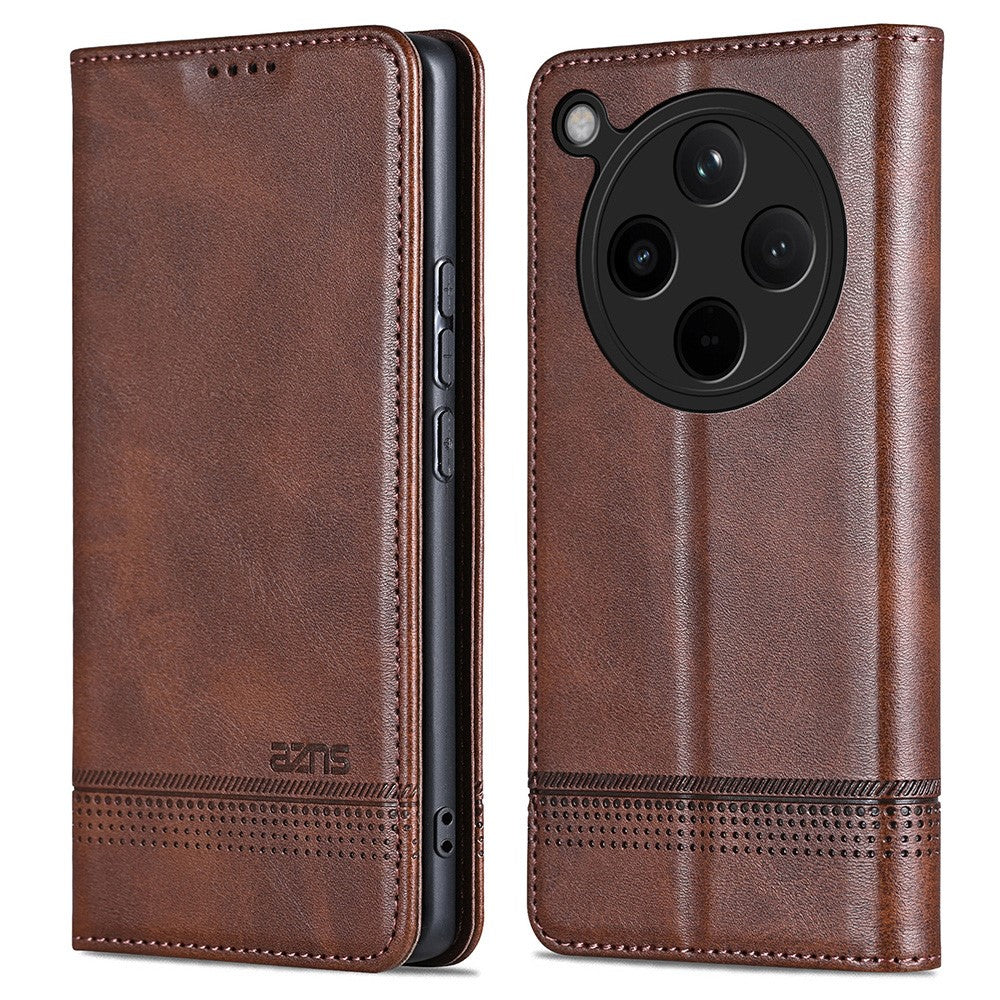 AZNS For Oppo Find X8 5G Case Cowhide Texture PU Leather Wallet Phone Cover