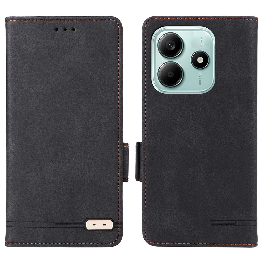For Xiaomi Redmi Note 14 4G (163.25mm) Case Leather Wallet Flip Phone Cover with Hardware Decor