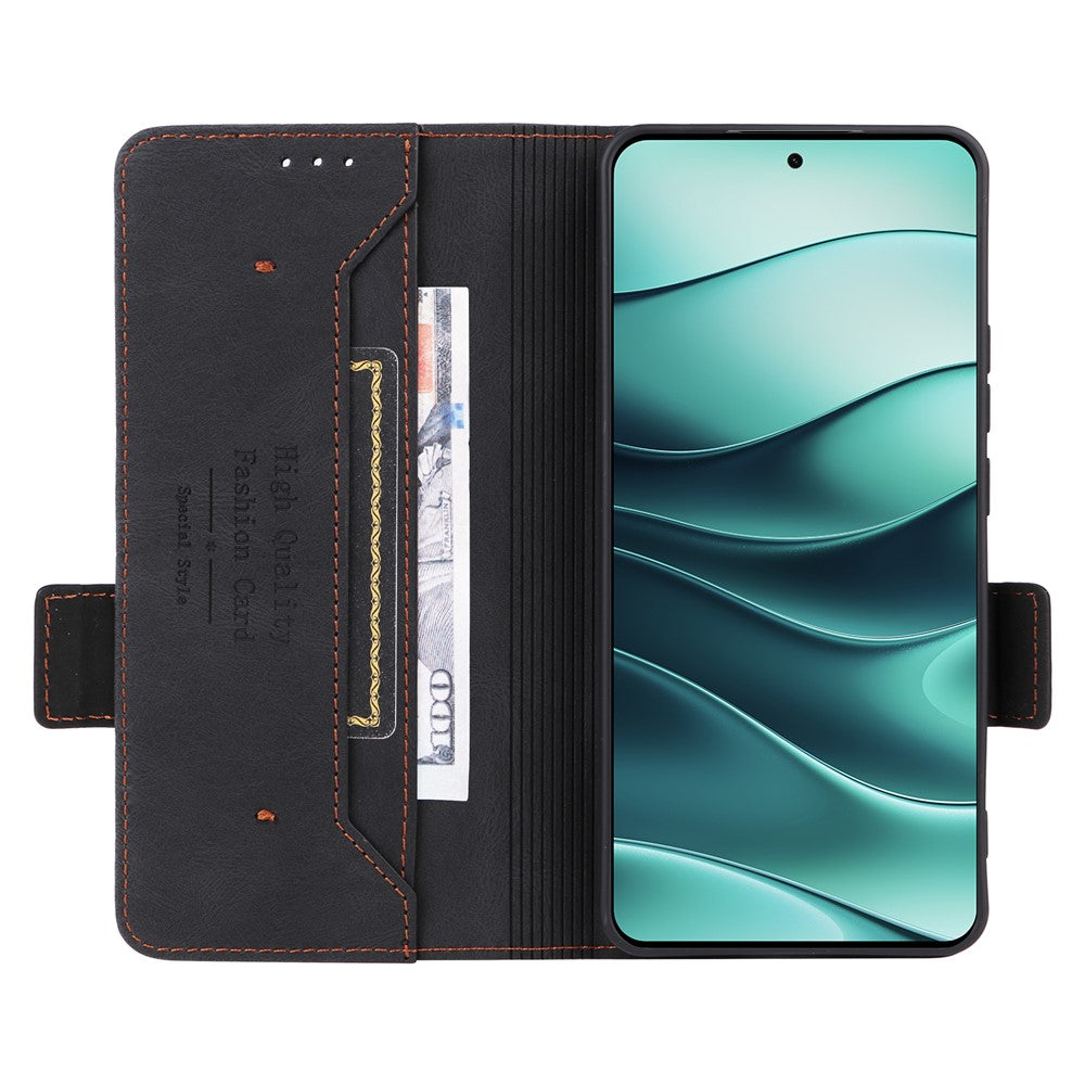 For Xiaomi Redmi Note 14 4G (163.25mm) Case Leather Wallet Flip Phone Cover with Hardware Decor