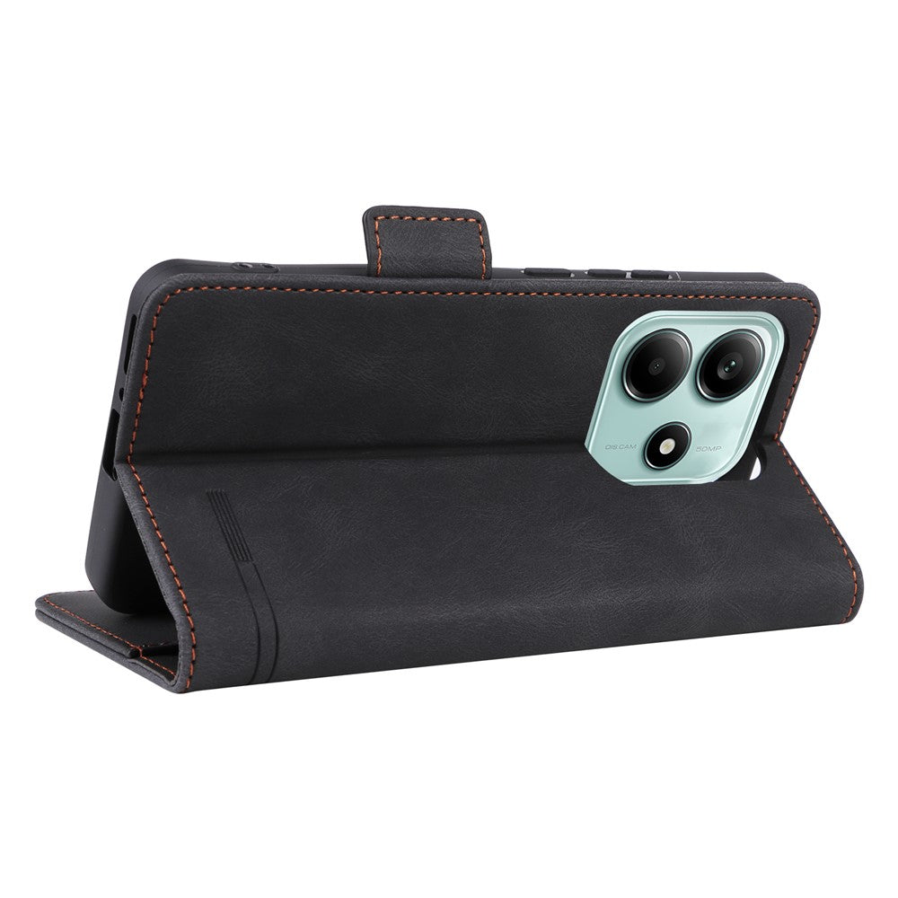 For Xiaomi Redmi Note 14 4G (163.25mm) Case Leather Wallet Flip Phone Cover with Hardware Decor