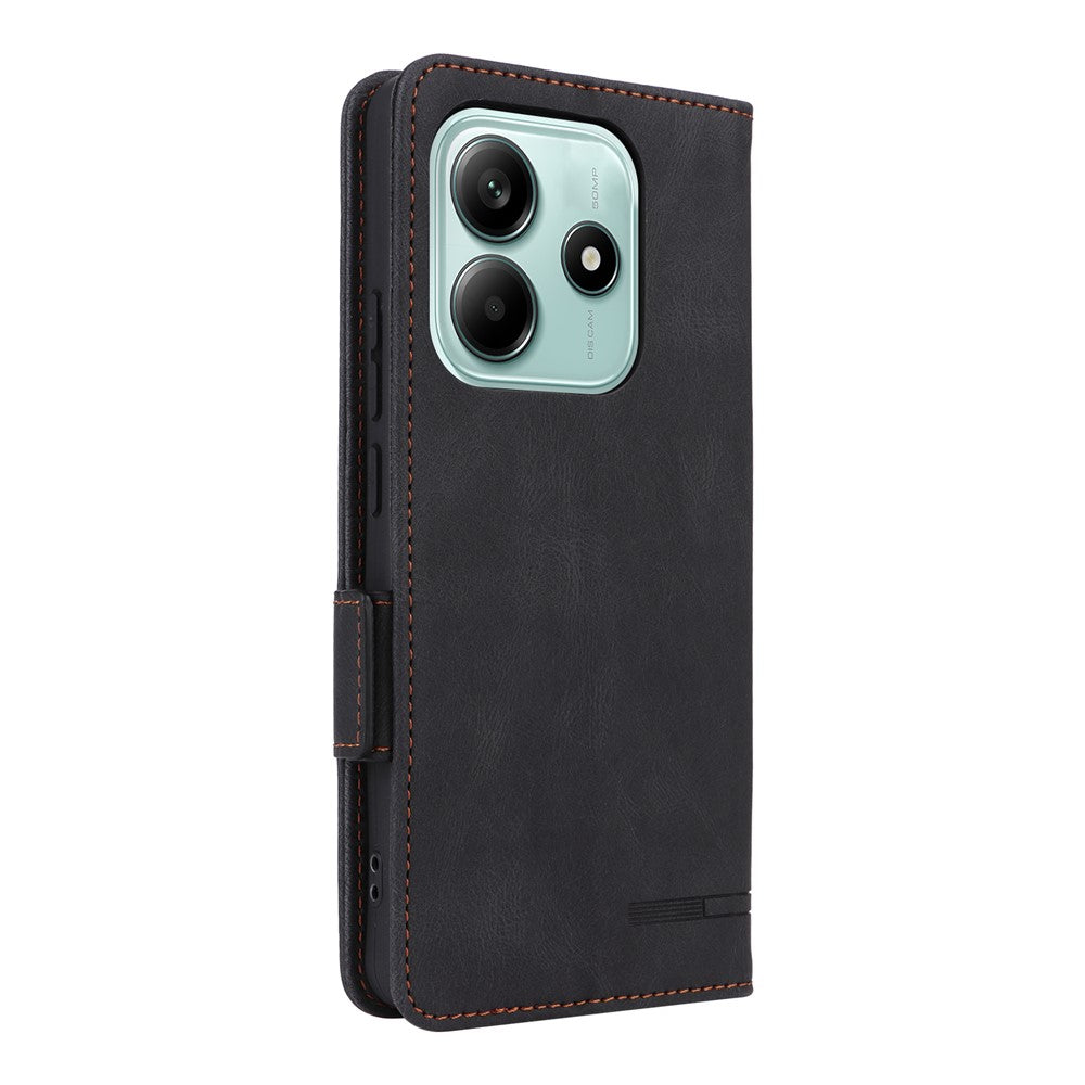 For Xiaomi Redmi Note 14 4G (163.25mm) Case Leather Wallet Flip Phone Cover with Hardware Decor