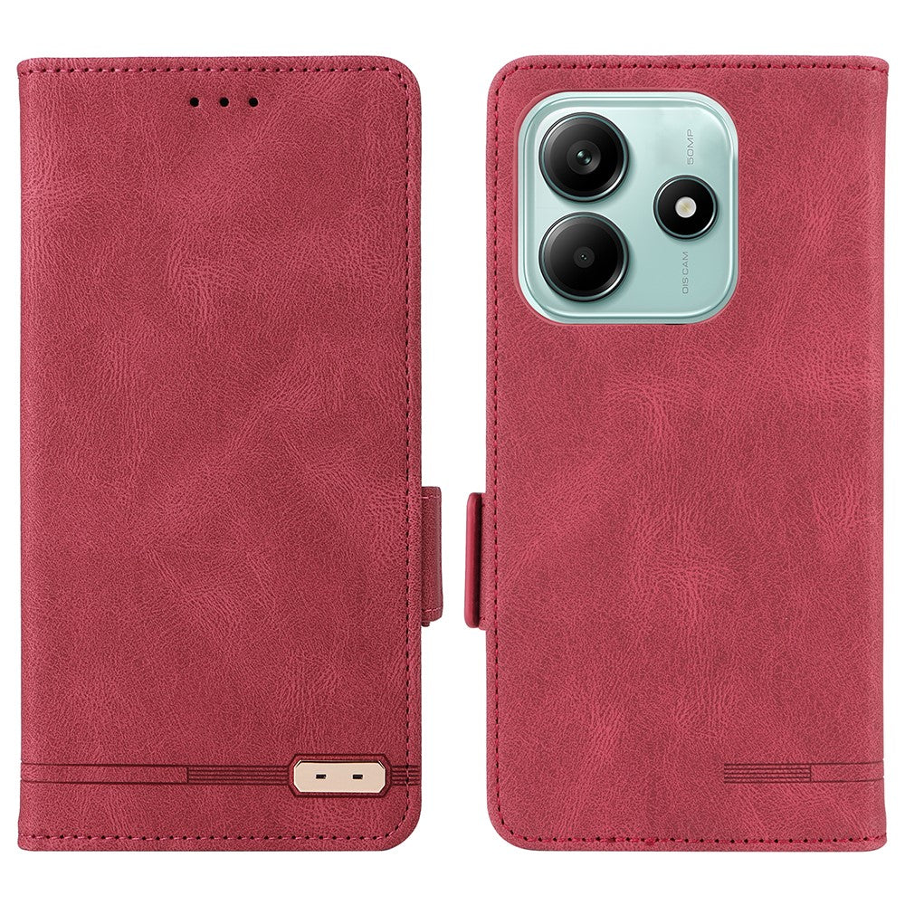 For Xiaomi Redmi Note 14 4G (163.25mm) Case Leather Wallet Flip Phone Cover with Hardware Decor