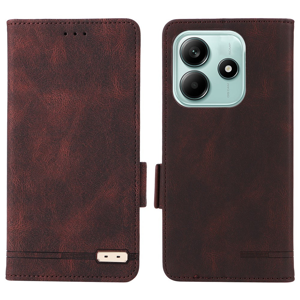 For Xiaomi Redmi Note 14 4G (163.25mm) Case Leather Wallet Flip Phone Cover with Hardware Decor