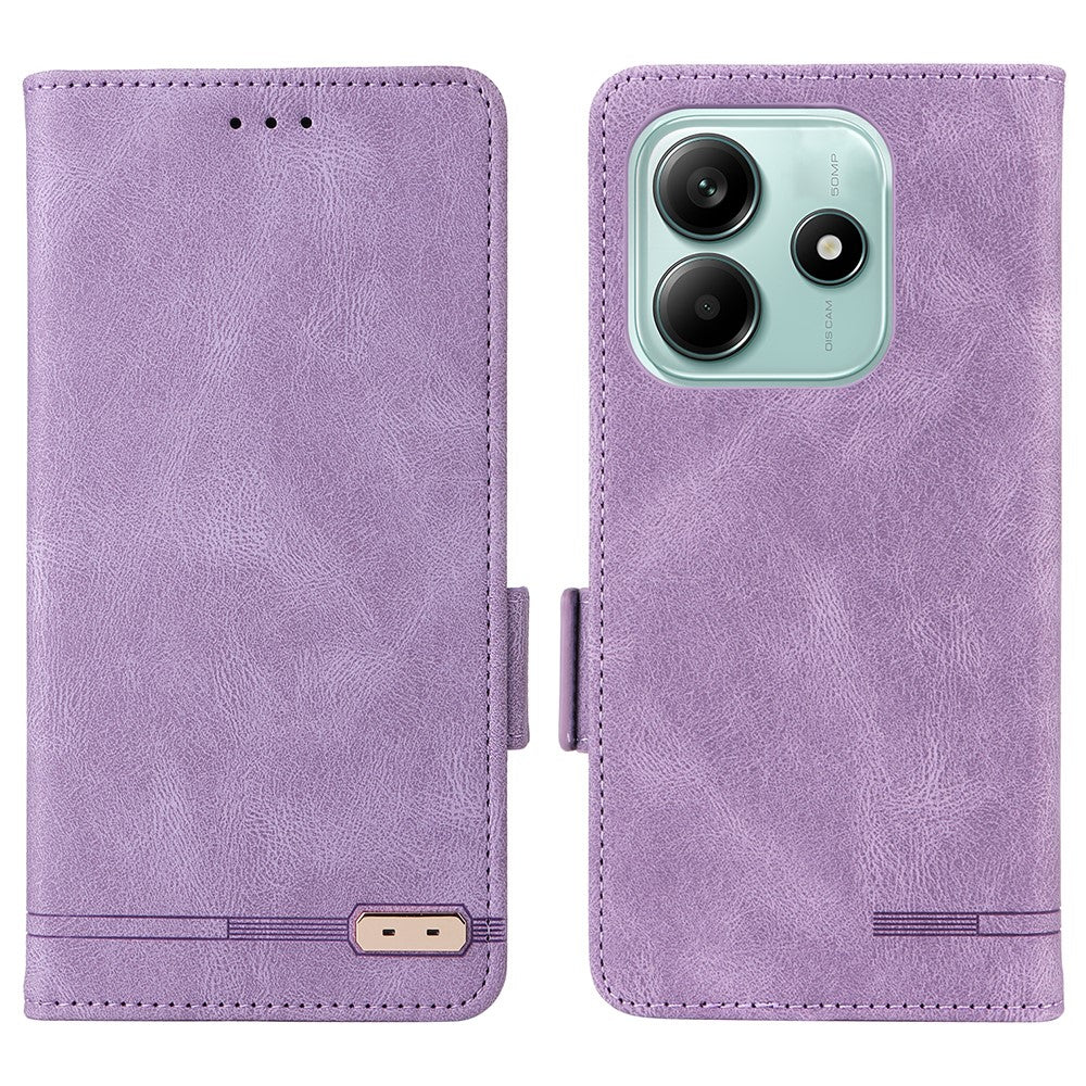 For Xiaomi Redmi Note 14 4G (163.25mm) Case Leather Wallet Flip Phone Cover with Hardware Decor