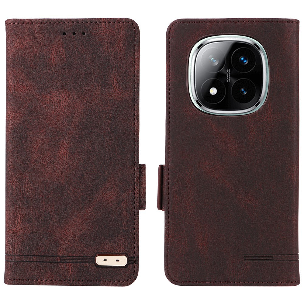 For Xiaomi Redmi Note 14 Pro 4G Case Leather Wallet Flip Phone Cover with Hardware Decor