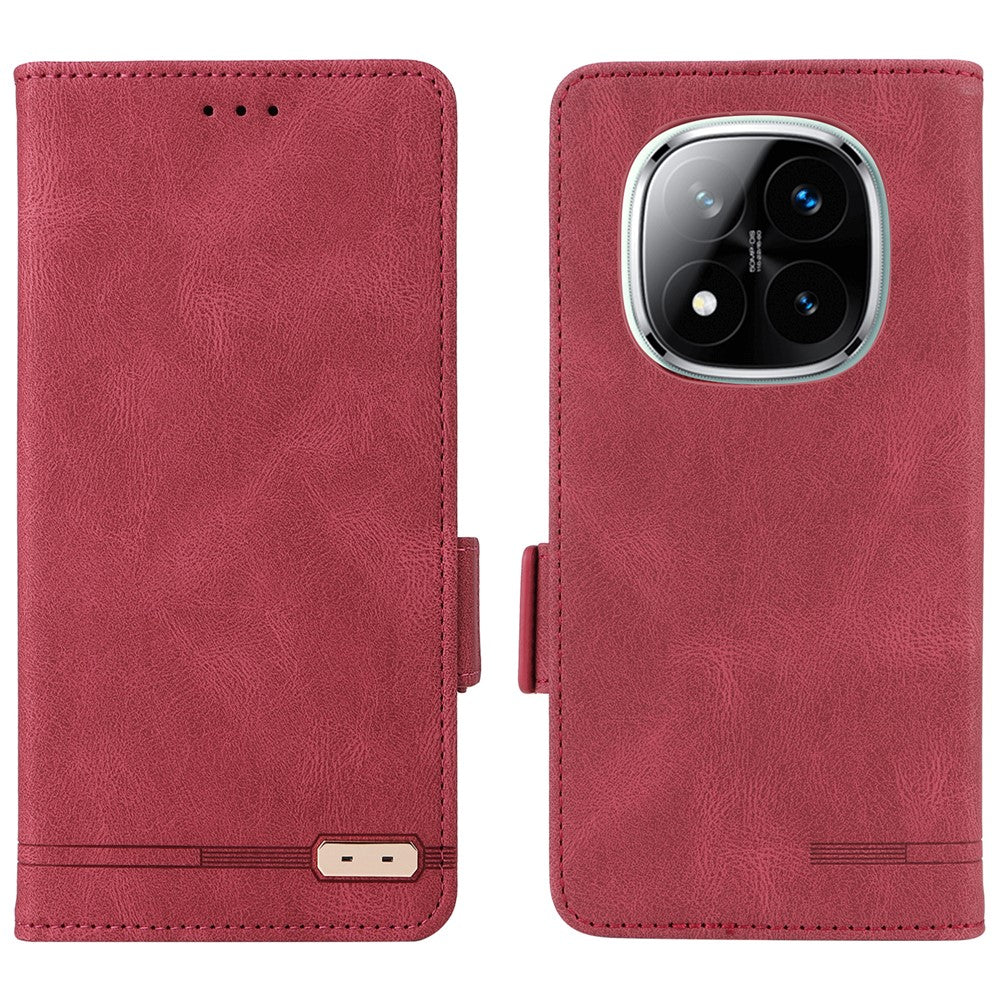 For Xiaomi Redmi Note 14 Pro 4G Case Leather Wallet Flip Phone Cover with Hardware Decor