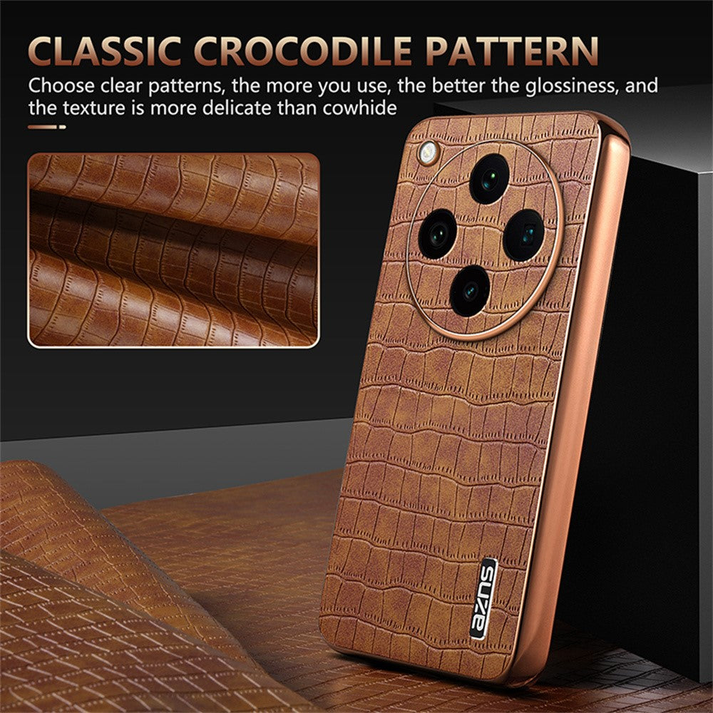 AZNS For Oppo Find X8 Pro 5G Case Electroplating Crocodile Texture PU+TPU Phone Cover