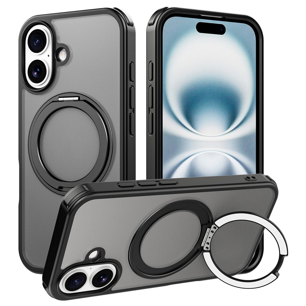 Til iPhone 16-cover kompatibelt med MagSafe Ring Kickstand TPU+PC-bagcover