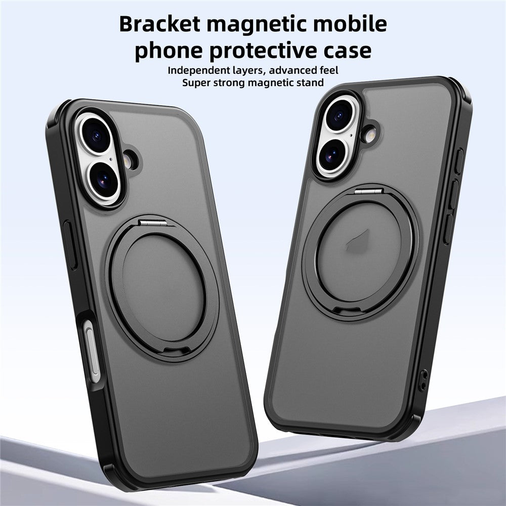 Til iPhone 16-cover kompatibelt med MagSafe Ring Kickstand TPU+PC-bagcover