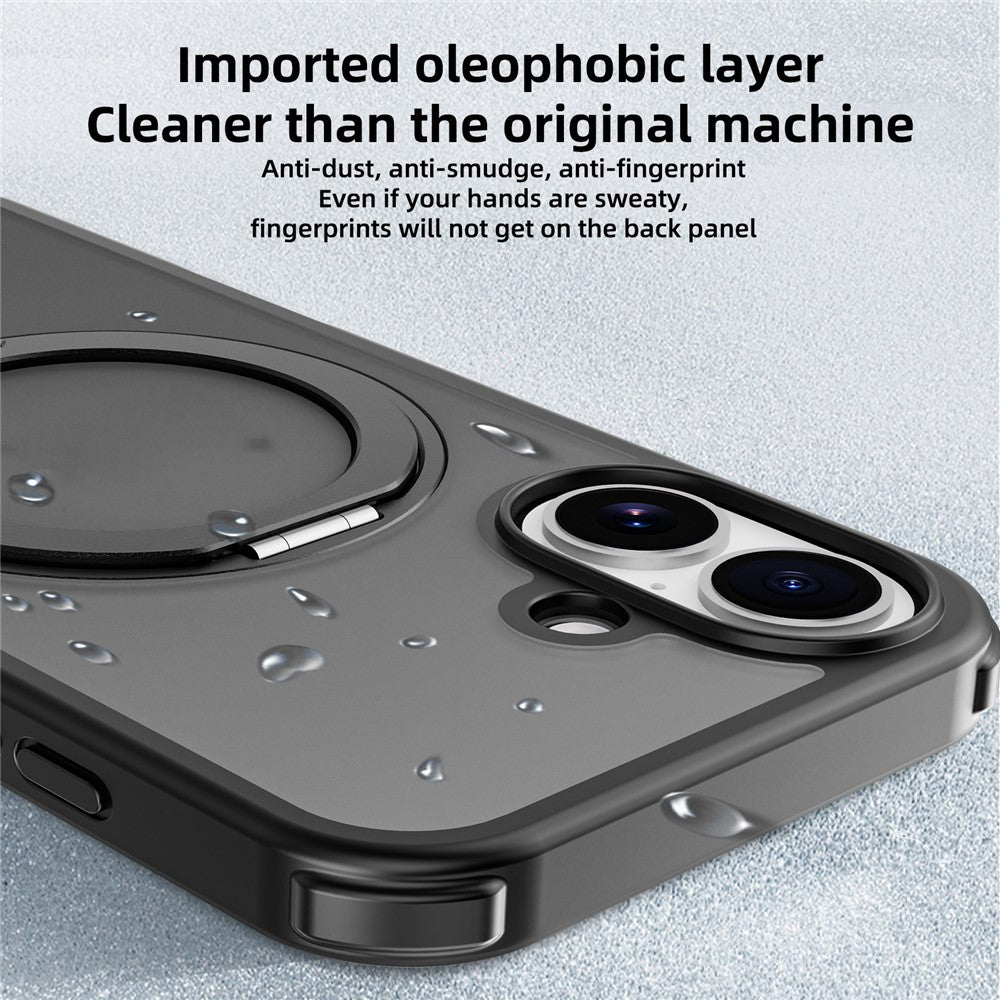 Til iPhone 16-cover kompatibelt med MagSafe Ring Kickstand TPU+PC-bagcover