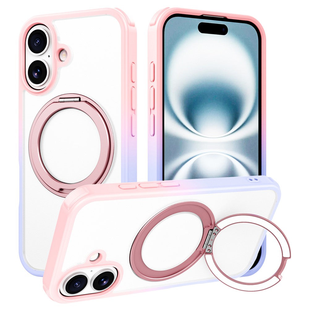 Til iPhone 16-cover kompatibelt med MagSafe Ring Kickstand TPU+PC-bagcover