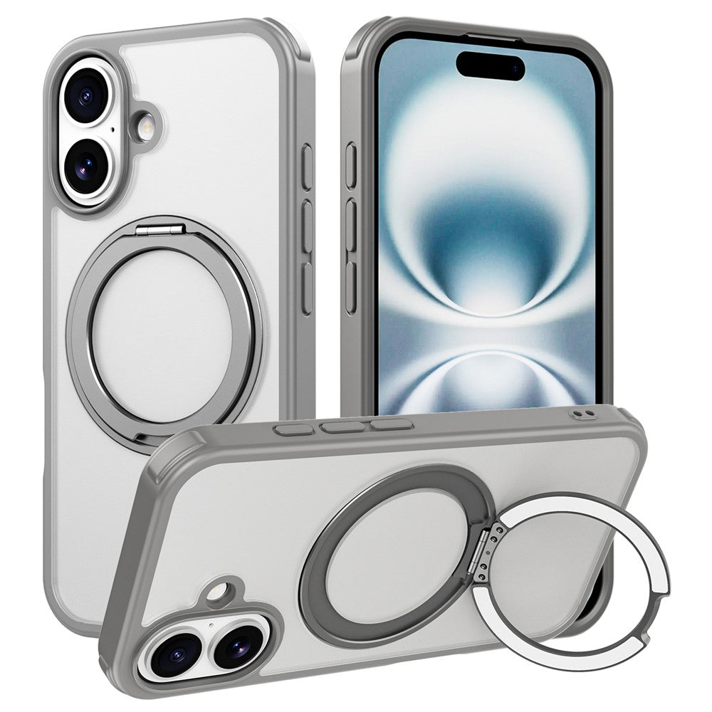 Til iPhone 16-cover kompatibelt med MagSafe Ring Kickstand TPU+PC-bagcover