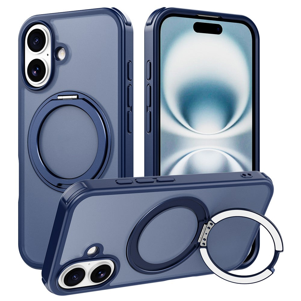 Til iPhone 16-cover kompatibelt med MagSafe Ring Kickstand TPU+PC-bagcover