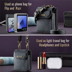 CASEME For Samsung Galaxy Z Flip7 FE 5G / Z Flip7 5G / Z Flip6 5G / Z Flip5 5G Phone Pouch with Strap RFID Blocking Leather Wallet Phone Case