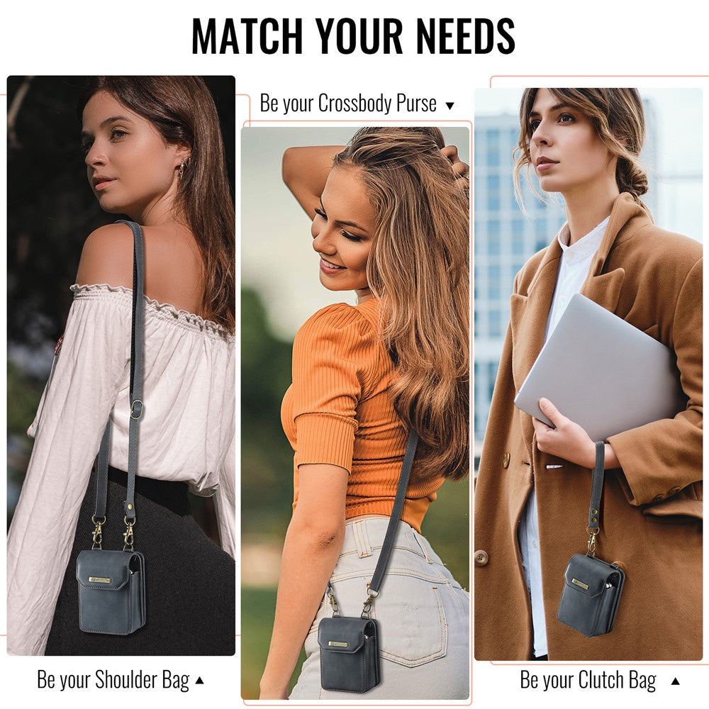 CASEME For Samsung Galaxy Z Flip7 FE 5G / Z Flip7 5G / Z Flip6 5G / Z Flip5 5G Phone Pouch with Strap RFID Blocking Leather Wallet Phone Case