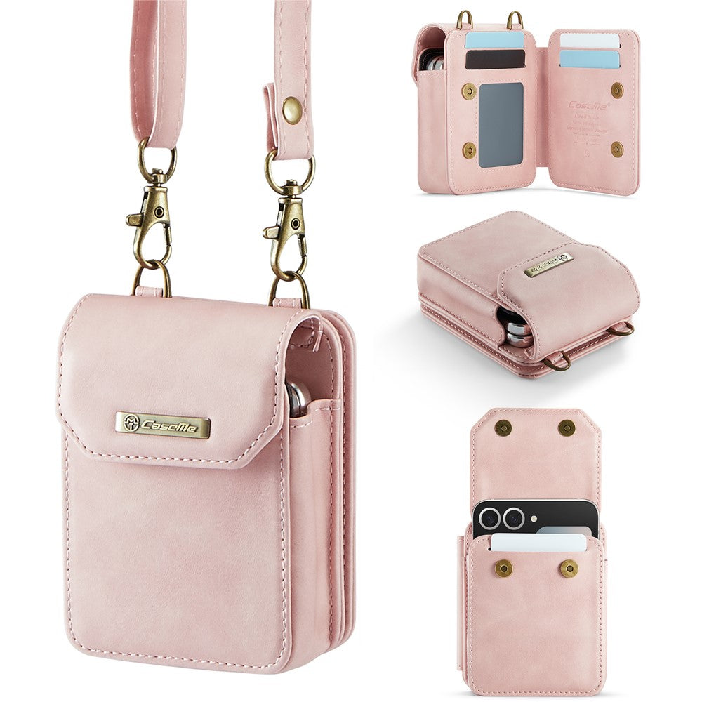 CASEME For Samsung Galaxy Z Flip7 FE 5G / Z Flip7 5G / Z Flip6 5G / Z Flip5 5G Phone Pouch with Strap RFID Blocking Leather Wallet Phone Case