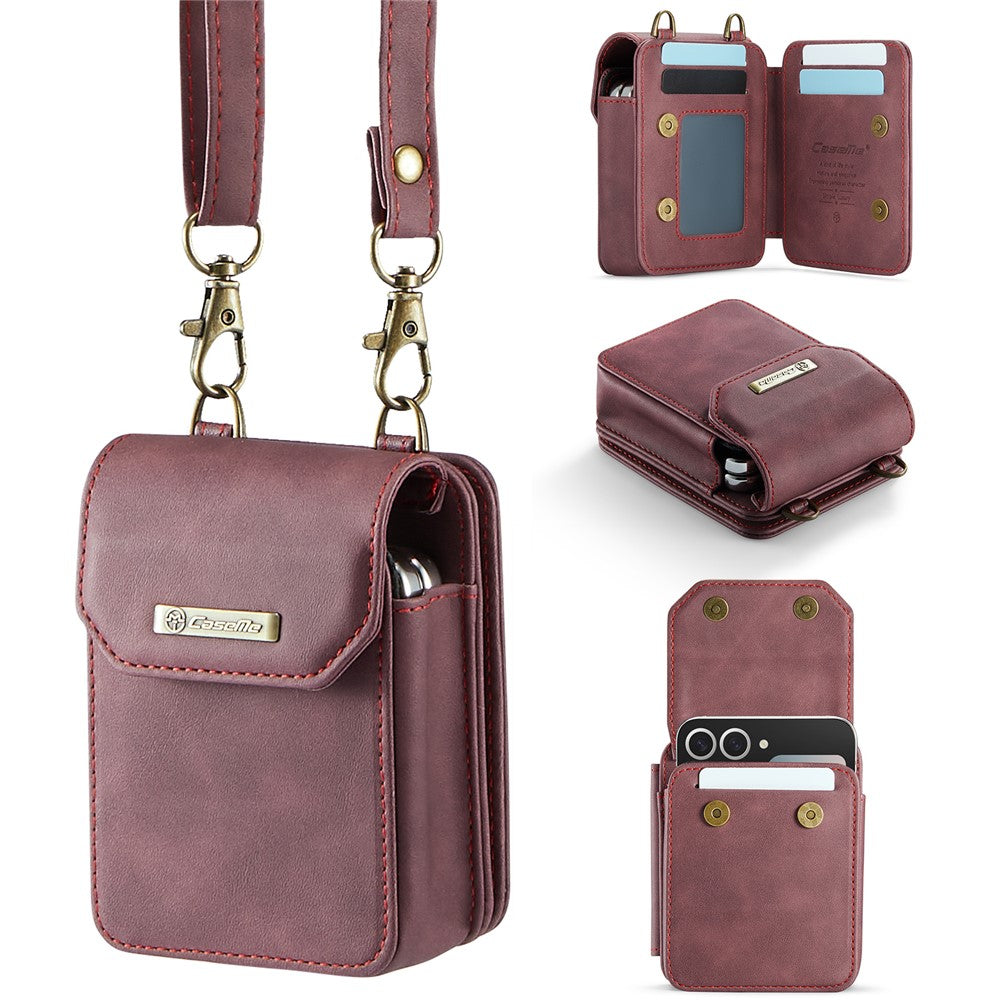 CASEME For Samsung Galaxy Z Flip7 FE 5G / Z Flip7 5G / Z Flip6 5G / Z Flip5 5G Phone Pouch with Strap RFID Blocking Leather Wallet Phone Case