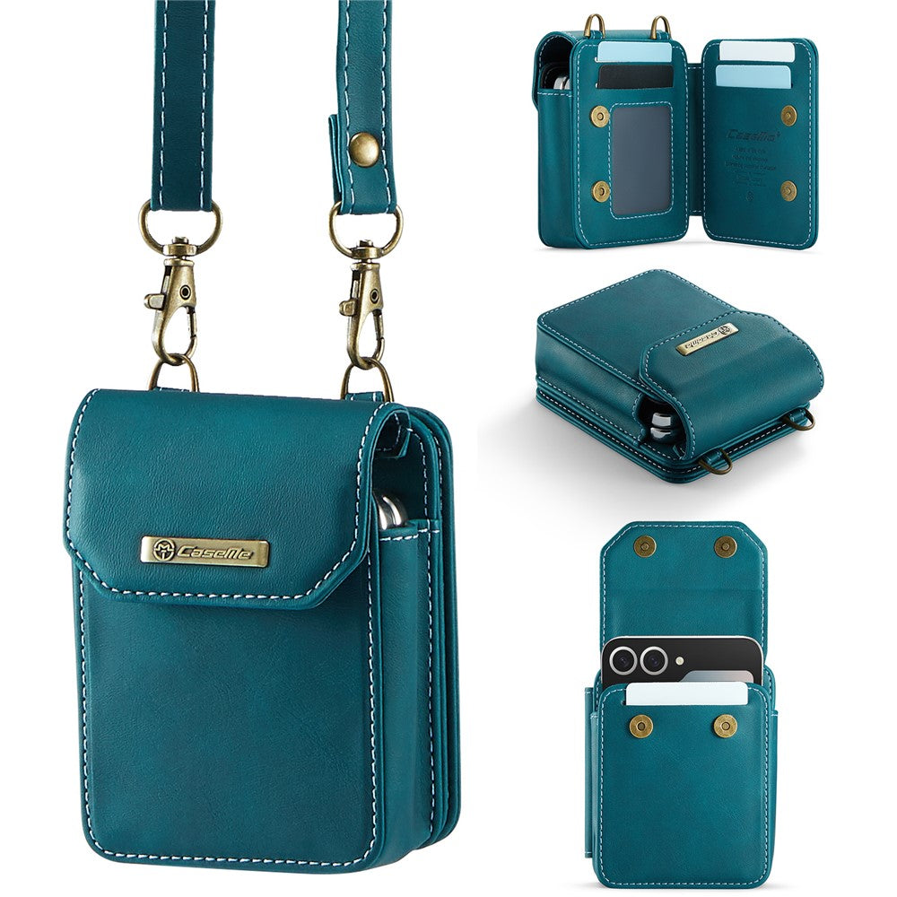 CASEME For Samsung Galaxy Z Flip7 FE 5G / Z Flip7 5G / Z Flip6 5G / Z Flip5 5G Phone Pouch with Strap RFID Blocking Leather Wallet Phone Case
