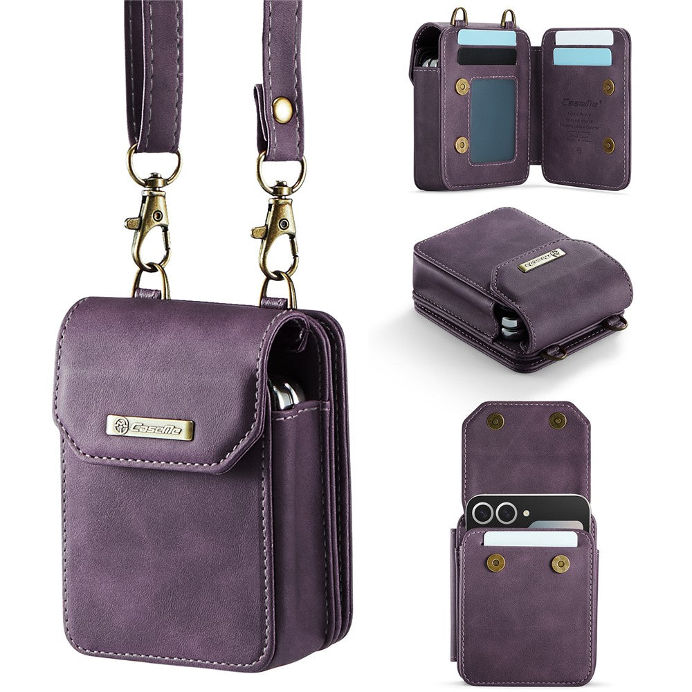 CASEME For Samsung Galaxy Z Flip7 FE 5G / Z Flip7 5G / Z Flip6 5G / Z Flip5 5G Phone Pouch with Strap RFID Blocking Leather Wallet Phone Case