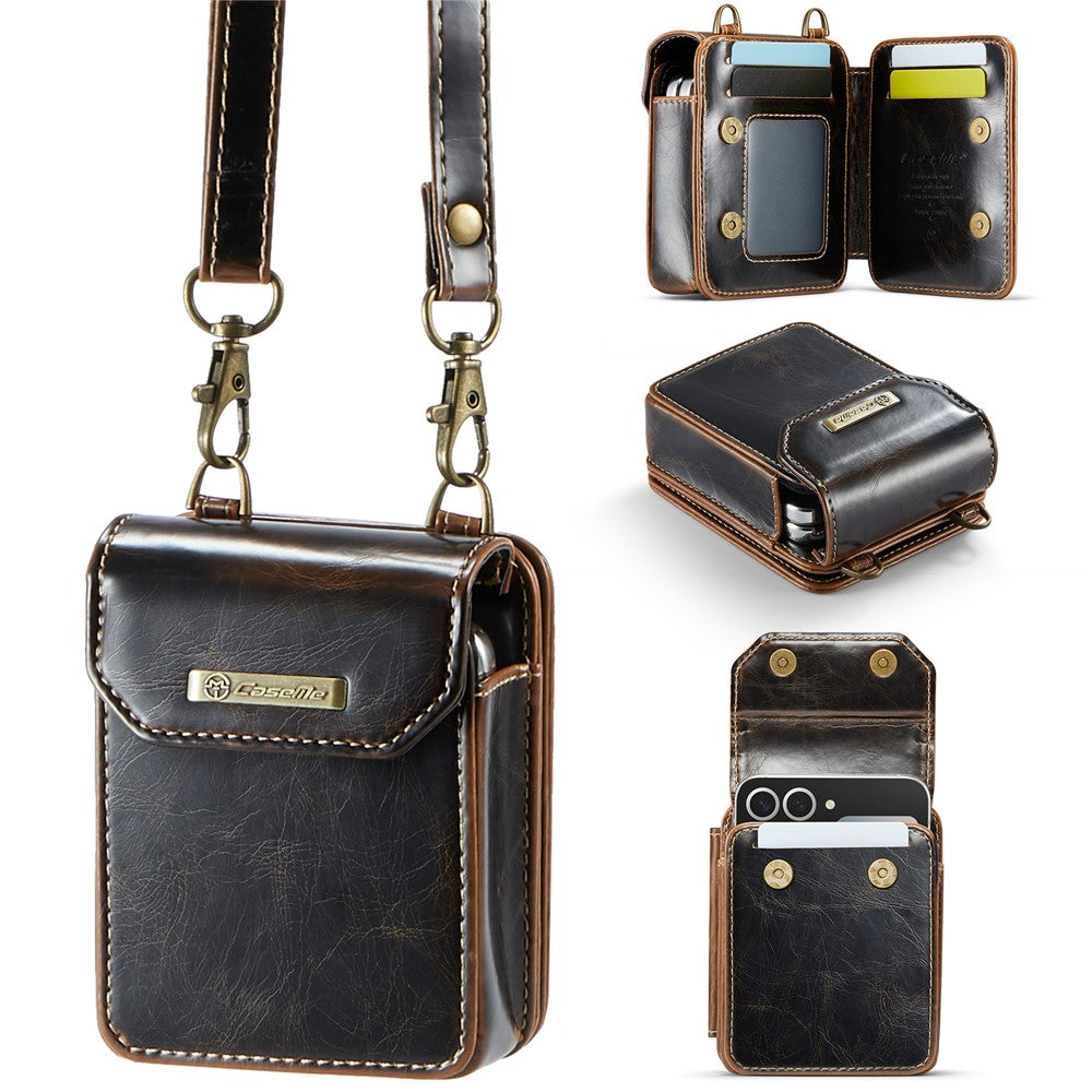 CASEME For Samsung Galaxy Z Flip7 FE 5G / Z Flip7 5G / Z Flip6 5G / Z Flip5 5G Phone Pouch with Strap RFID Blocking Leather Wallet Phone Case