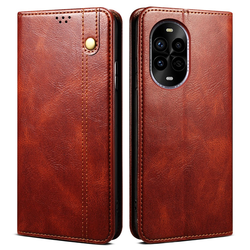 Huawei Nova 13 Pro 5G-skal Crazy Horse Texture Waxy Leather Plånboksfodral med stativ