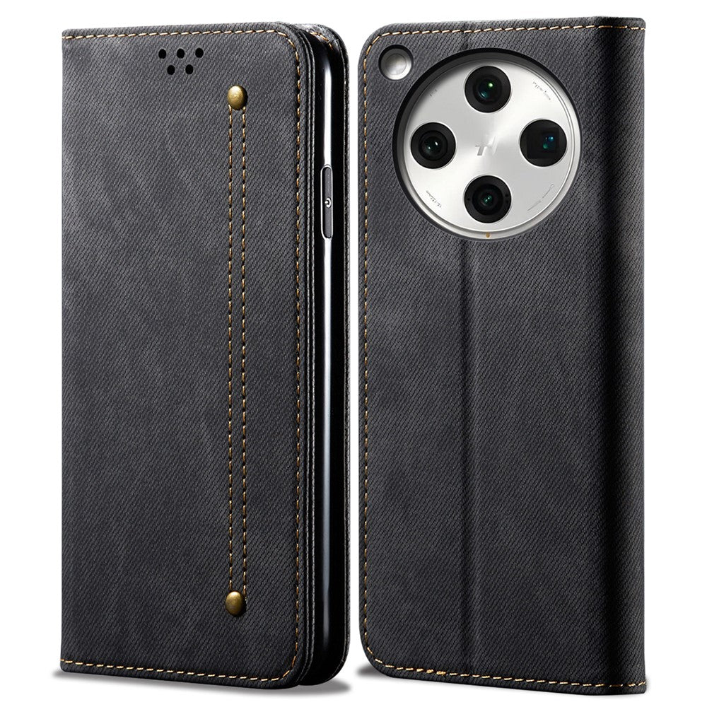 For Oppo Find X8 5G Case Jeans Cloth Texture Anti-Scratch Leather Stand Phone Cover