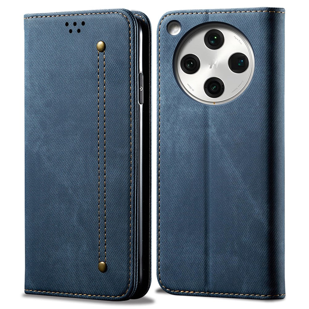 For Oppo Find X8 5G Case Jeans Cloth Texture Anti-Scratch Leather Stand Phone Cover