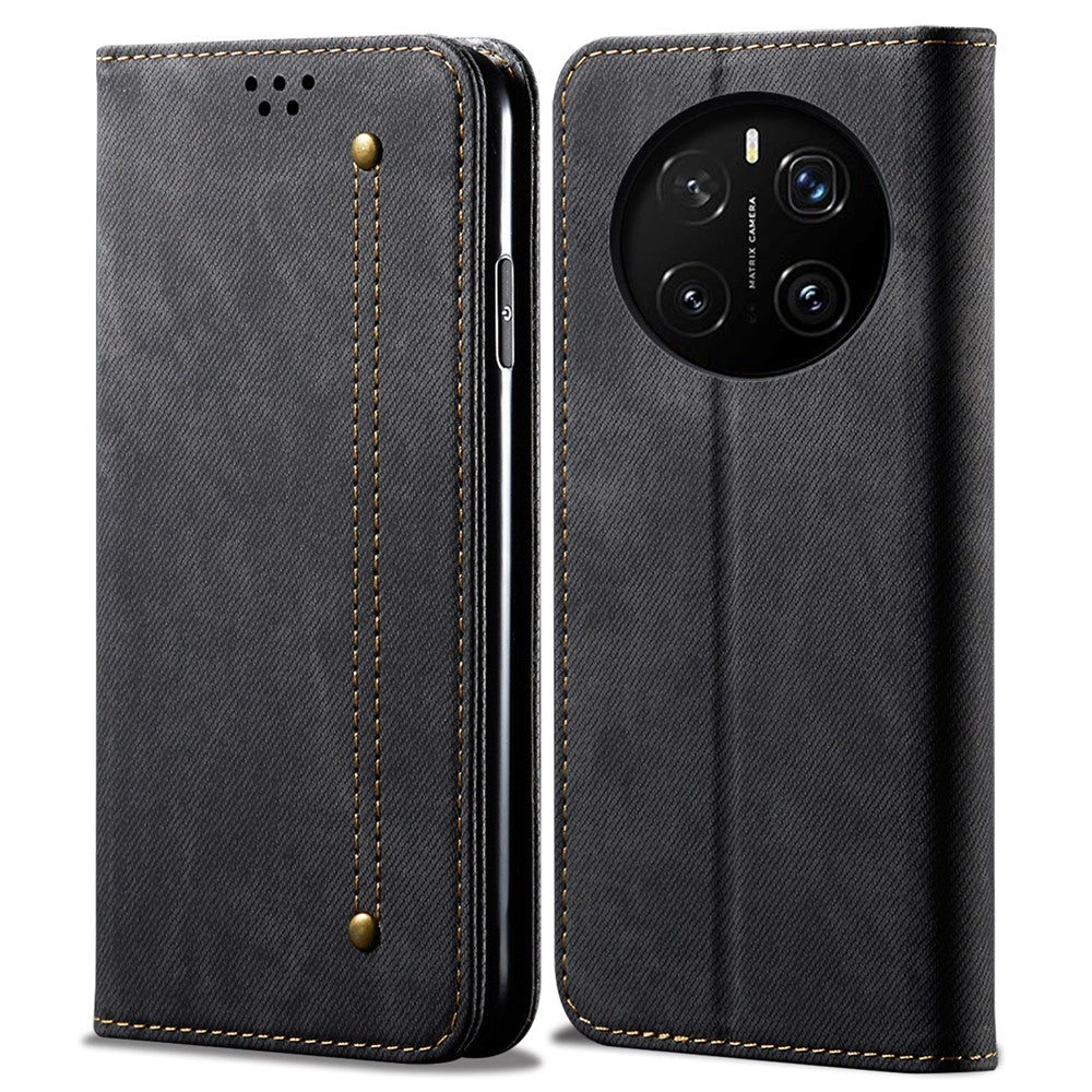For Honor Magic7 Pro 5G Case Jeans Cloth Texture Anti-Scratch Leather Stand Phone Cover
